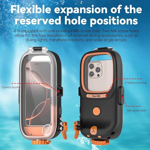 علبة الغوص العالمية لـ Snorkeling 15m/49ft ، حالة الهاتف لـ iPhone 16/15/14/13/12/11 Pro Max ، عوامل حماية فيديو تحت الماء لـ Samsung Galaxy S25/S24/S23/S22/S21 Plus Ultra (أسود) in Saudi Arabia