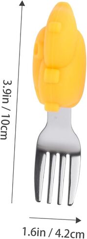 VOSAREA 1Set Tableware Set Stainless Steel Spoon Fork for Learning Non Slip Handle Design Safe Eating Practice Utensils for Boys for Independent Eating in Saudi Arabia