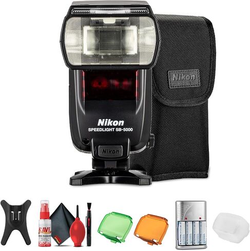Nikon SB-5000 AF Speedlight Flash و I-TTL والراديو والتحكم اللاسلكي البصري ونظام التبريد للتصوير المستمر-لنيكون DSLR والكاميرات غير المرآة + 4x AA مع شاحن + أكثر (متجددة) in Saudi Arabia