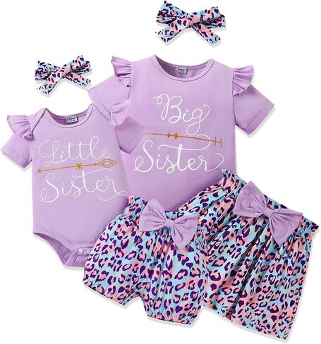 Big Sister Little Sister Matching Outfits for Girls Baby Toddler Girl Clothes Skirt Set 3Pcs in Kuwait