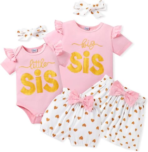 Big Sister Little Sister Matching Outfits for Girls Baby Toddler Girl Clothes Skirt Set 3Pcs in Kuwait