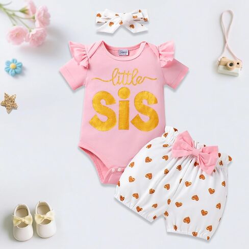 Big Sister Little Sister Matching Outfits for Girls Baby Toddler Girl Clothes Skirt Set 3Pcs in Kuwait