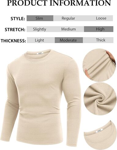 COOFANDY Crewneck Sweaters for Men Slim Fit Long Sleeve Pullover Sweater Ribbed Knitted Lightweight Tops in Saudi Arabia