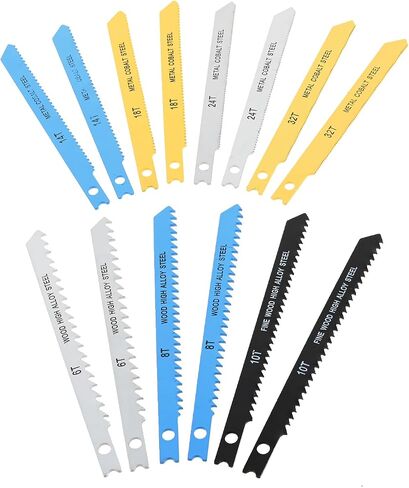 dophee 14Pcs Universal Carbon Steel U-Shank Jig Saw Blade Set Assortment for Wood Plastic and Metal Cutting, 6T 8T 10T 14T 18T 24T 32T in Saudi Arabia