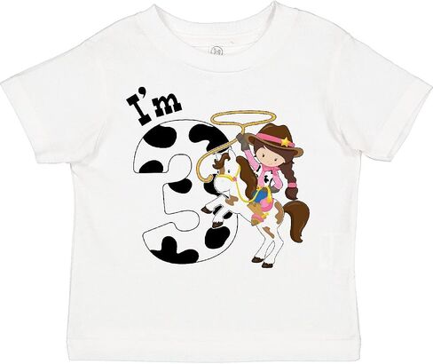 inktastic I'm Three-Cowgirl Riding Horse Birthday Toddler T-Shirt in Saudi Arabia