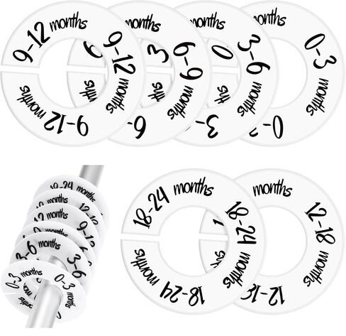 Baby Closet Dividers 6 Pack, Unisex Nursery Closet Organizer for Easy Sorting, 0-24 Months Hanger Divider from Newborn to Toddler, Baby Clothing Dividers Age Divider Fits Most Rod(White) in Saudi Arabia