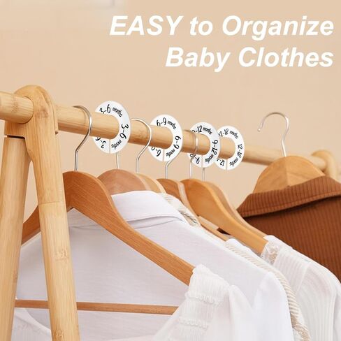 Baby Closet Dividers 6 Pack, Unisex Nursery Closet Organizer for Easy Sorting, 0-24 Months Hanger Divider from Newborn to Toddler, Baby Clothing Dividers Age Divider Fits Most Rod(White) in Saudi Arabia