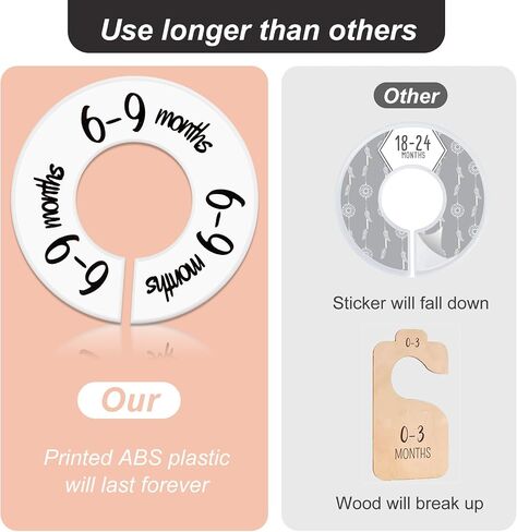 Baby Closet Dividers 6 Pack, Unisex Nursery Closet Organizer for Easy Sorting, 0-24 Months Hanger Divider from Newborn to Toddler, Baby Clothing Dividers Age Divider Fits Most Rod(White) in Saudi Arabia