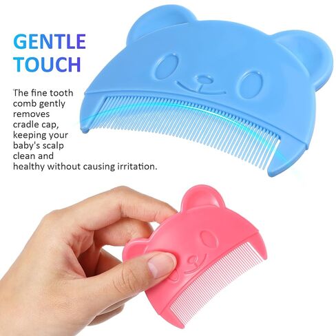 Vicasky Cradle Cap Brush Brush 2pcs Baby Hair Combs Plastic Touch لطيف اللعين اللطيف السهل لعقد الدب على شكل دب حديثي الولادة. in Saudi Arabia
