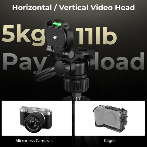 SmallRig 71 "Tripod Camera Stand AP-21 ، Travel Tripod for iPhone و Camera for Canon for Nikon مع حامل الهاتف وحمل الحمل ، ترايبود المبتدئين المحمولة مع أرجل القفل السريع ، Max Load 11 lb in Saudi Arabia