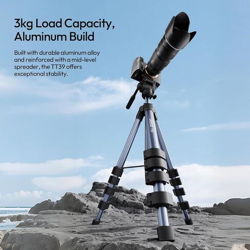 ULANZI TT39 Travel Tripod with Fluid Head, Lightweight Camera Stand for DSLR and Phone, Compact 61'' Tripod Mount with Phone Clip for Outdoor Vlogging and On-The-Go Shooting in Saudi Arabia