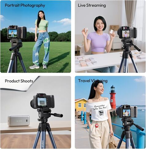 ULANZI TT39 Travel Tripod with Fluid Head, Lightweight Camera Stand for DSLR and Phone, Compact 61'' Tripod Mount with Phone Clip for Outdoor Vlogging and On-The-Go Shooting in Saudi Arabia