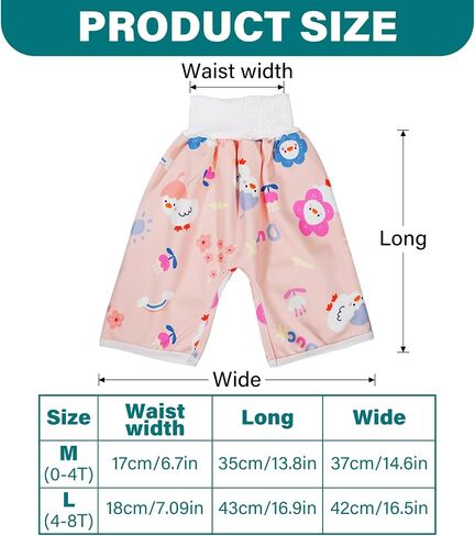 Waterproof Diaper Pants for Baby Kids, 2 Packs Absorbent Toddler Potty Training Pants Boys Girls Use Day Night (Rabbit Pant + Skirt L) in Saudi Arabia