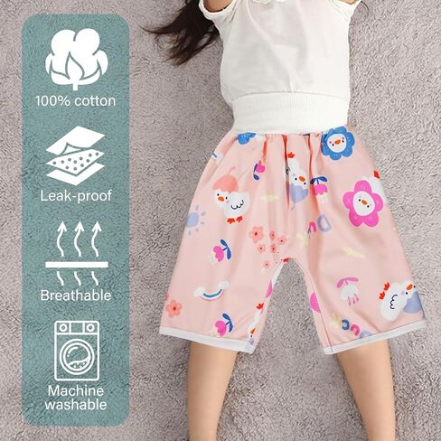 Waterproof Diaper Pants for Baby Kids, 2 Packs Absorbent Toddler Potty Training Pants Boys Girls Use Day Night (Rabbit Pant + Skirt L) in Saudi Arabia