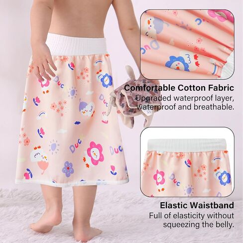 Waterproof Diaper Pants for Baby Kids, 2 Packs Absorbent Toddler Potty Training Pants Boys Girls Use Day Night (Rabbit Pant + Skirt L) in Saudi Arabia