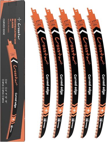 Crosstar 12 Inch Japanese Teeth Arc Edge Reciprocating Saw Blades - 6TPI Wood Pruning Blades for Tree Trimming, Branch Cutting, 3-Pack in Kuwait