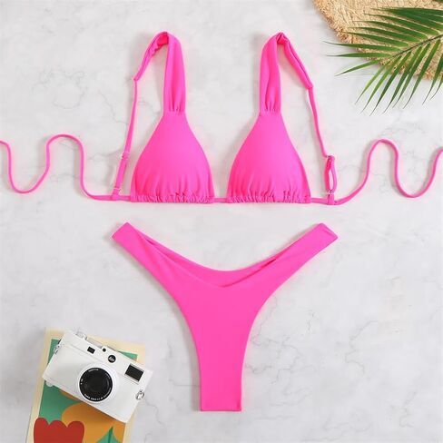 مجموعة بيكيني للسيدات المكونة من قطعتين ، مثلث المثلث مع ملابس السباحة الحمراء المقطوعة من بورجوندي للسيدات بيتش بيرس PQ25016 in Kuwait