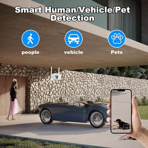 عدسة مزدوجة 4K/4MP 180 درجة بانورامية الزاوية البانورامية في الهواء الطلق ، كاميرا IP ذات الأمن الذكي ، الكشف البشري/المركبة/الحيوانات الأليفة ، رؤية ليلية ملونة ، صوتيان ، واي فاي مزدوج ، 24/7 تسجيل in Kuwait