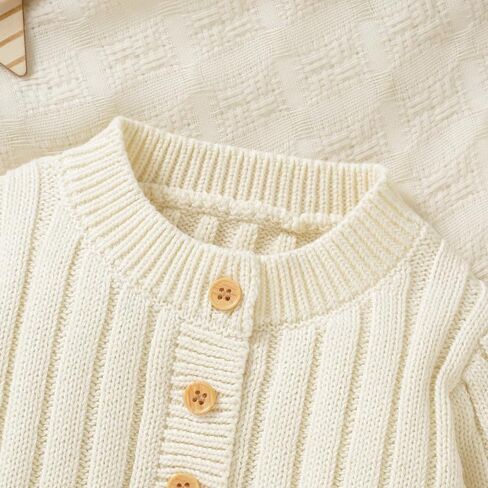 Neiwech Baby Boy Girl Romper Newborn Infant Knit Striped Solid Long Sleeve One Piece Jumpsuit Clothes in Kuwait