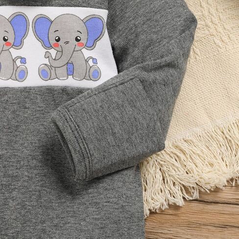 GRNSHTS Baby Boy Girl Romper Newborn Coming Home Clothes Cute Print Long Sleeve Cotton Bodysuit Jumpsuit Matching Hat Outfits in Kuwait