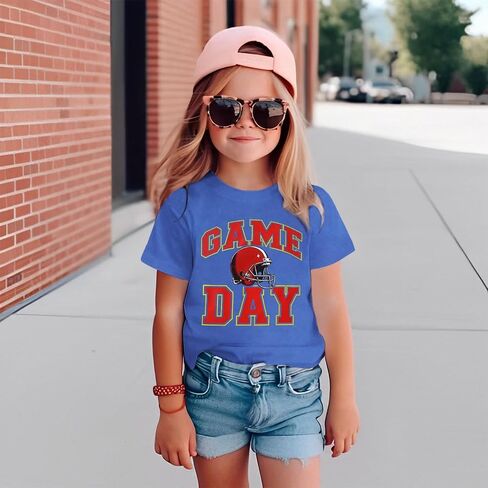 Modntoga Toddler Girl Boy Game Thirt Sunday Football Cap Shirt Shirt Shirt Shirt Little Kid Kid Rugby Sports Tee Top in Saudi Arabia