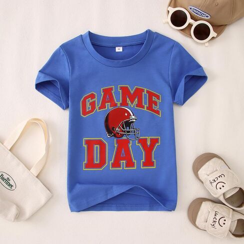 Modntoga Toddler Girl Boy Game Thirt Sunday Football Cap Shirt Shirt Shirt Shirt Little Kid Kid Rugby Sports Tee Top in Saudi Arabia