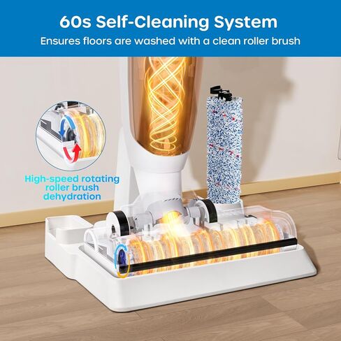 ECOWELL Cordless Wet Dry Vacuum Cleaner, Vacuum Mop All in One with Self-Cleaning&Voice Assistance, Lightweight Rechargeable Smart Floor Cleaner Machine for Home, Carpet, Hard Floor & Pet Hair in Kuwait
