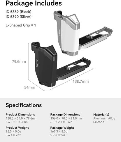 SMALLRIG L-Shaped Grip for Sigma BF, Mount Plate with Handle, Built in Quick Release Plate for Arca, 1/4''-20 Thread, Ergonomic Handgrip and Thumb Grip (Black) - 5389 in Saudi Arabia
