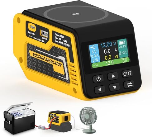 منظم الجهد 300W متوافق مع بطارية DeWalt 20V ، محول 1-30 فولت ، PD3.1 140W Type-C ، 15W Magnetic Magnetic ، 18W Type-A الشحن ، XT60 ومقبس سجائر DIOCK in Kuwait