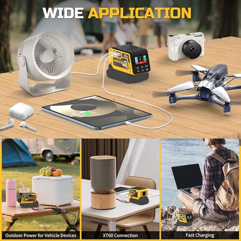 منظم الجهد 300W متوافق مع بطارية DeWalt 20V ، محول 1-30 فولت ، PD3.1 140W Type-C ، 15W Magnetic Magnetic ، 18W Type-A الشحن ، XT60 ومقبس سجائر DIOCK in Kuwait