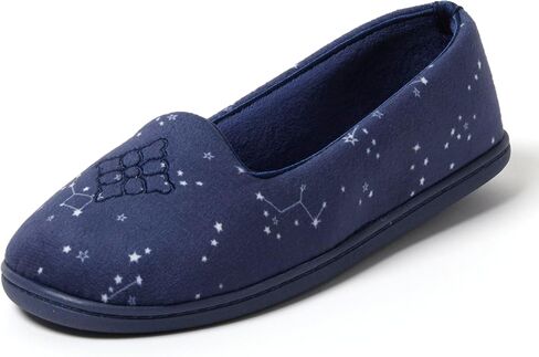 Dearfoams Women's Rebecca Lightweight Cozy Memory Foam Closed Back Slipper with Wide Widths, Blue Stary Night, 7-8 in Saudi Arabia