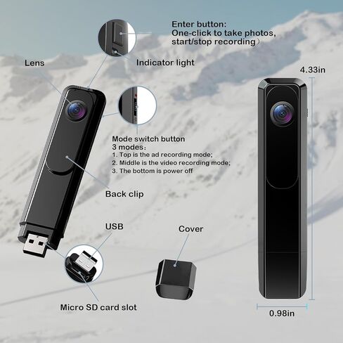 كاميرا الجسم مع تسجيل الصوت والفيديو ، HD 1080p كاميرا الجسم مع مقطع خلفي ، كاميرات صغيرة محمولة مع تسجيل حلقة ، Mini Police Bodycam مع بطاقة SD 32 جيجابايت للتسوية ، Plog ، الرياضة ، السفر in Kuwait