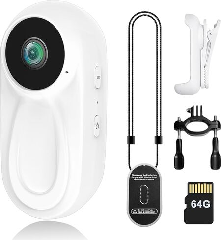 1080P Mini Body Camera with 64GB Card POV Cameras Wearable Action Body Cam with Magnetic Lanyard Thumb Size Hands Free Recording Body Worn Camera Portable Video Camcorder Mount for Pets Cycling Travel in Kuwait