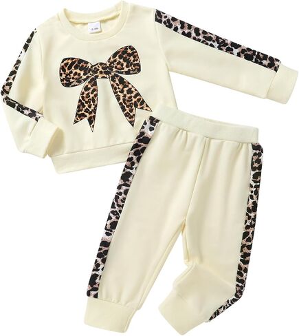 YOUNGER TREE Baby Girl Fall Clothes Toddler Sweatsuit Butterfly Print Long Sleeve Sweatshirt Top and Sweatpants Set in Saudi Arabia
