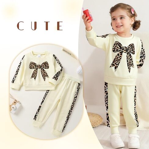 YOUNGER TREE Baby Girl Fall Clothes Toddler Sweatsuit Butterfly Print Long Sleeve Sweatshirt Top and Sweatpants Set in Saudi Arabia