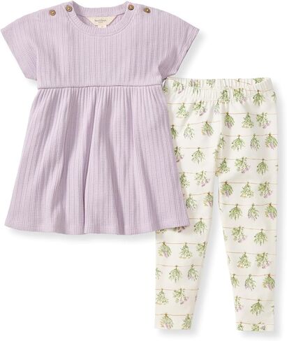 Burt's Bees Baby baby-girls Short Sleeve Top and Leggings Set, Outfit Bundle, 100% Organic Cotton in Saudi Arabia