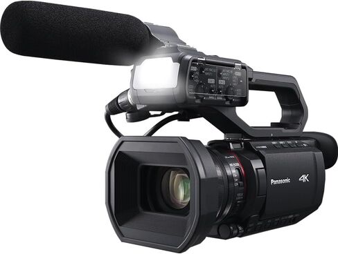 Panasonic HC-X2100 UHD 4K 3G-SDI/HDMI Pro Lightweight Camcorder with 24x Zoom (HC-X2100) + Pro Mic + Case + LED Light + 64GB Memory Card + USB-C Cable + Cleaning Kit + USB-C Adapter + More in Saudi Arabia