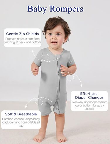 Baby Boys Bamboo Viscose Short Sleeve Romper Soft Comfy Infant Summer Jumpsuit in Saudi Arabia