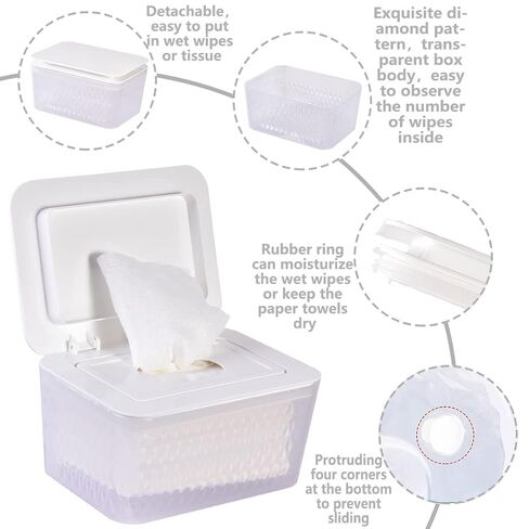 مناديل وموزع ومساحات حقيبة/حقيبة الأنسجة ، مناديل/حالة من الأنسجة مع غطاء آمن ختم الرطوبة ، والأقدام المطاطية غير المنقولة وتصميم الختم يحافظ على مناديل مناديل طازجة ومقاومة للغبار (Wh ، BN+2Panda) in Kuwait