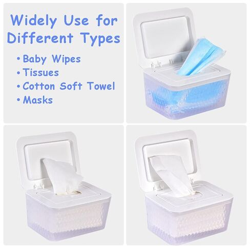 مناديل وموزع ومساحات حقيبة/حقيبة الأنسجة ، مناديل/حالة من الأنسجة مع غطاء آمن ختم الرطوبة ، والأقدام المطاطية غير المنقولة وتصميم الختم يحافظ على مناديل مناديل طازجة ومقاومة للغبار (Wh ، BN+2Panda) in Kuwait