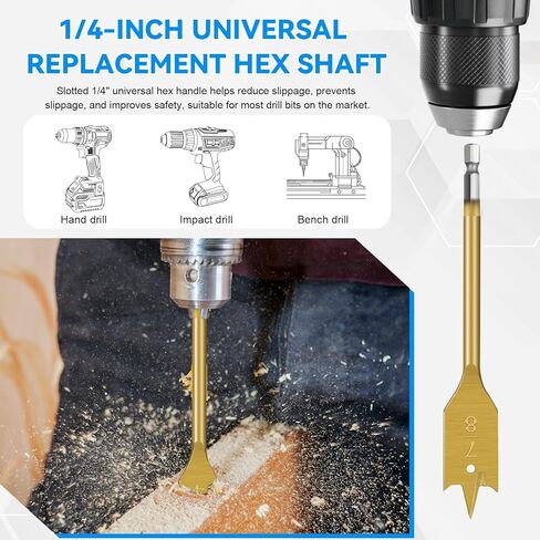 مجموعة بت سباد-مجموعات مجداف مغلفة من تيتانيوم 6 قطع (3/8 "إلى 1") للخشب ، PVC و Liverglass ، سداسي سداسي يناسب جميع التدريبات ، الثقوب الخالية من الأشرار in Kuwait