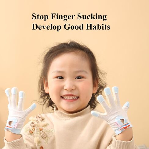 HS&ROXIN Thumb Sucking Gloves 5 Fingers Sucking Guard Stop Thumb Sucking and Nail Biting for Kids Ages 6 Months to 8 Years (S) in Saudi Arabia