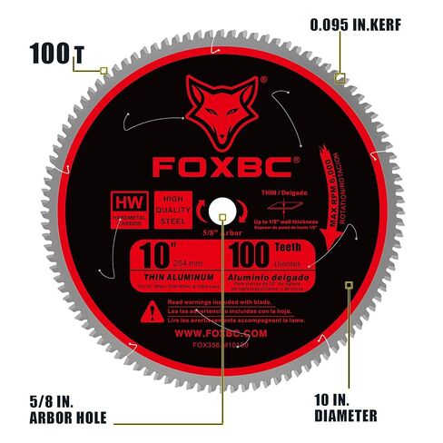 FOXBC 10-Inch Saw Blade 100-Tooth TCG for Aluminum and Non-Ferrous Metal Cutting with 5/8-Inch Arbor in Saudi Arabia