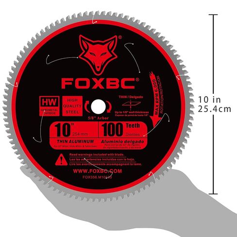 FOXBC 10-Inch Saw Blade 100-Tooth TCG for Aluminum and Non-Ferrous Metal Cutting with 5/8-Inch Arbor in Saudi Arabia