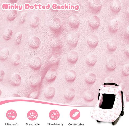 Baby Car Seat Cover, Windproof Carseat Cover for Infant Girls, Infant Warm Carseat Canopy with Double Layer Fabric for Winter, Compatible with Most Baby Car Seat, Bow in Kuwait
