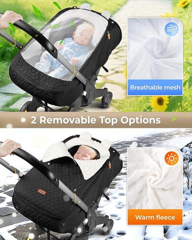 YOREPEK Winter Carseat Cover for Baby, Infant Car Seat Cover with Removable Fleece & Mesh Top, Warm Cozy Waterproof Carseat Canopy for Doona/Nuna/Evenflo, Winter Baby Essentials for Newborn Boy Girl in Saudi Arabia