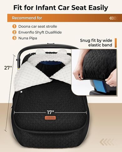 YOREPEK Winter Carseat Cover for Baby, Infant Car Seat Cover with Removable Fleece & Mesh Top, Warm Cozy Waterproof Carseat Canopy for Doona/Nuna/Evenflo, Winter Baby Essentials for Newborn Boy Girl in Saudi Arabia