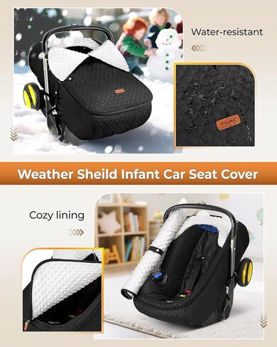 YOREPEK Winter Carseat Cover for Baby, Infant Car Seat Cover with Removable Fleece & Mesh Top, Warm Cozy Waterproof Carseat Canopy for Doona/Nuna/Evenflo, Winter Baby Essentials for Newborn Boy Girl in Saudi Arabia