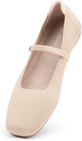 Women's Ballet Flats Square Toe Slip On Shoes Knit Dress Mary Jane Flats Woman Comfy Soft Causal Work Walking in Kuwait