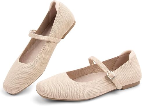 Women's Ballet Flats Square Toe Slip On Shoes Knit Dress Mary Jane Flats Woman Comfy Soft Causal Work Walking in Kuwait
